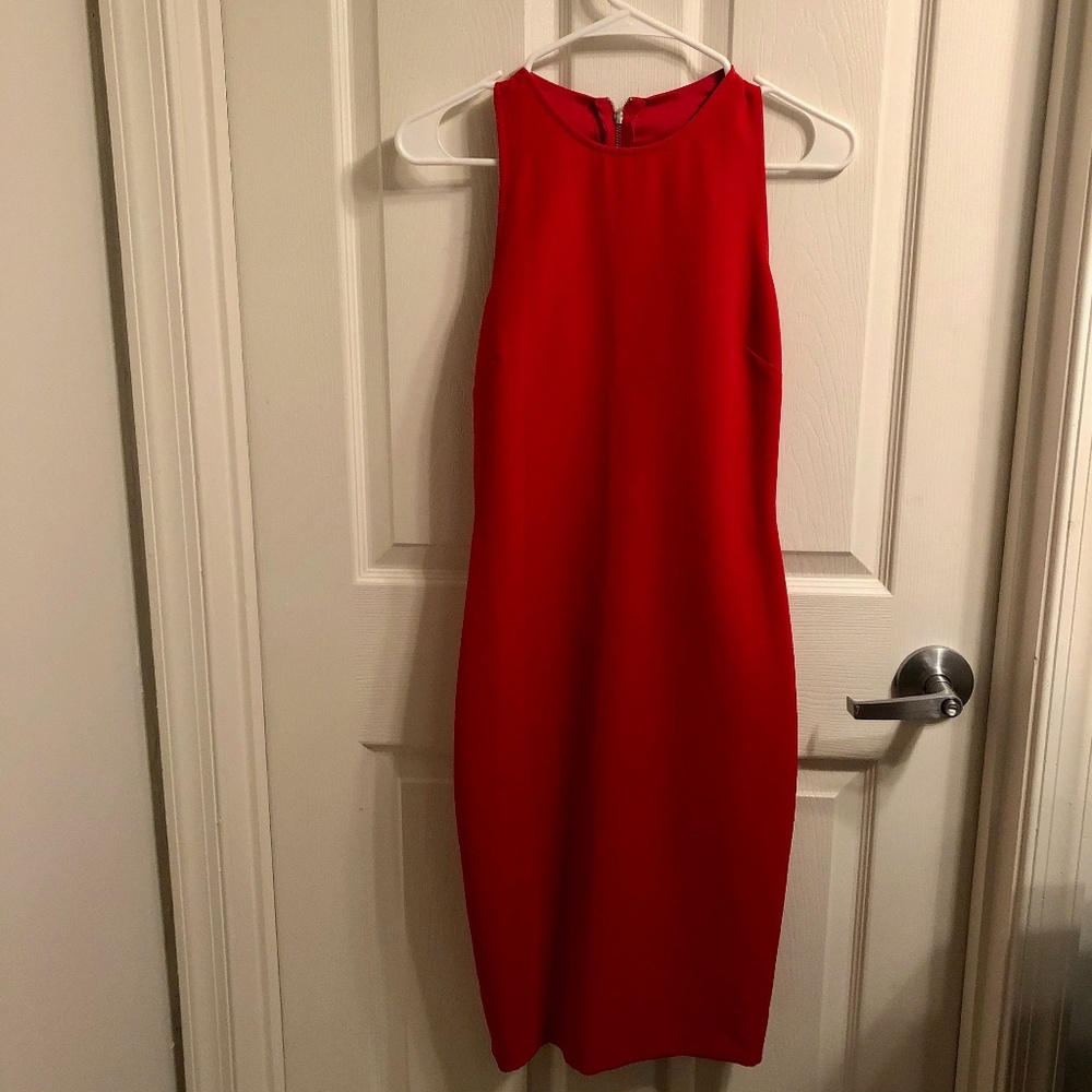 Zara fitted back cut-out red dress - size XS